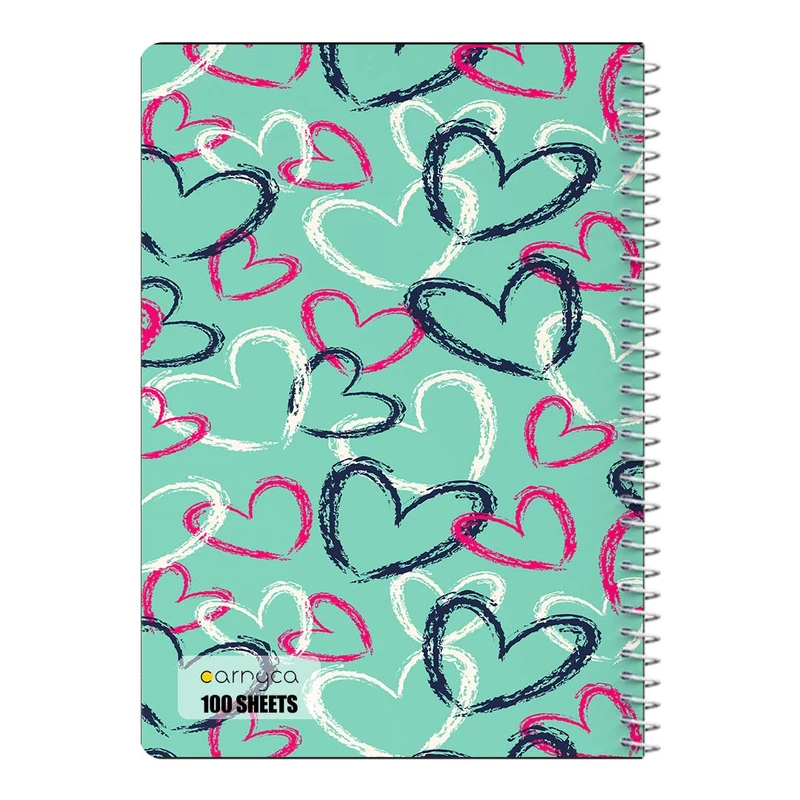 دفتر شطرنجی 100 برگ سیمی کارنیکا طرح پترن عشق Love Pattern کد 15073