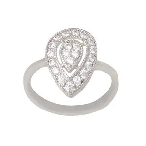 انگشتر نقره زنانه مدل آبکاری رادیوم کد AWR_830