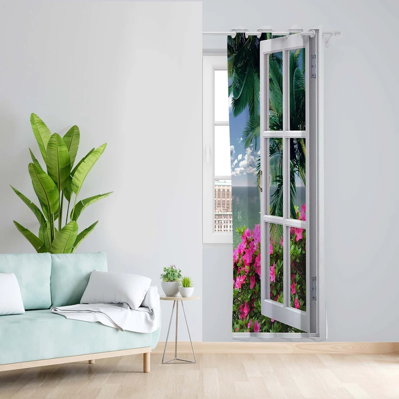 پرده طرح پنجره مدل مخمل پانچی کد 5364a z سایز 140x200 سانتی متر