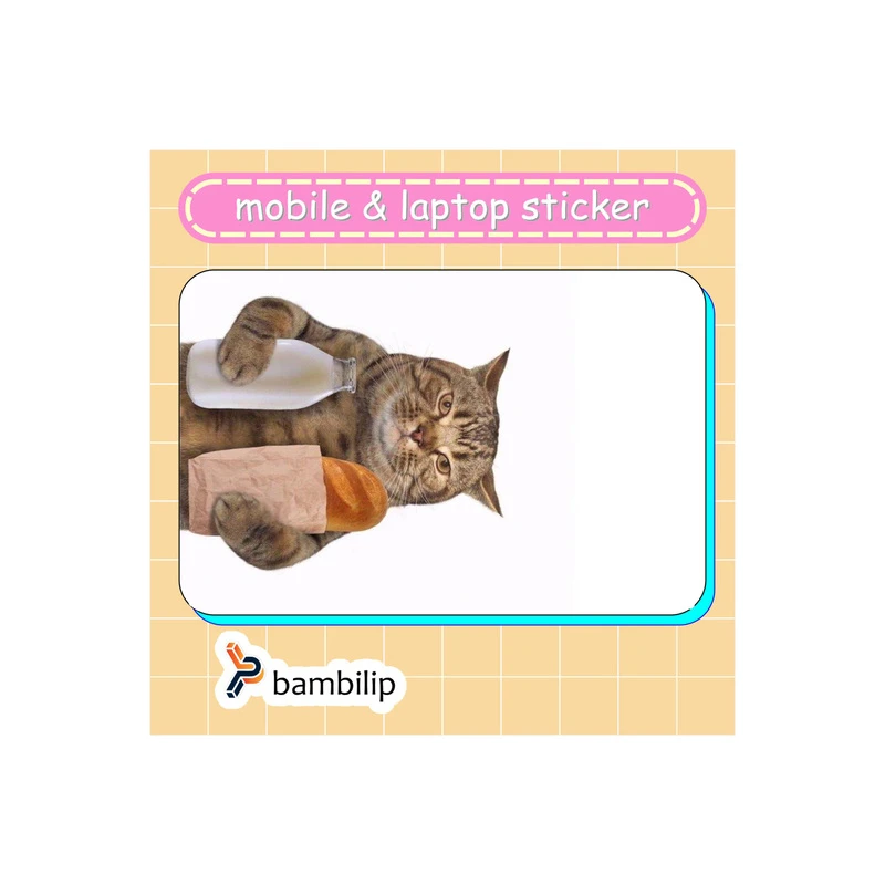 استیکر بامبیلیپ مدل کارت عابر طرح بابا گربه و صبحانه کد 5542560