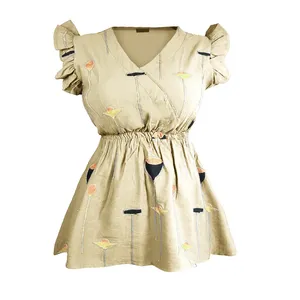 بلوز آستین کوتاه زنانه مدل گلدوزی کرسپو کد 1172B