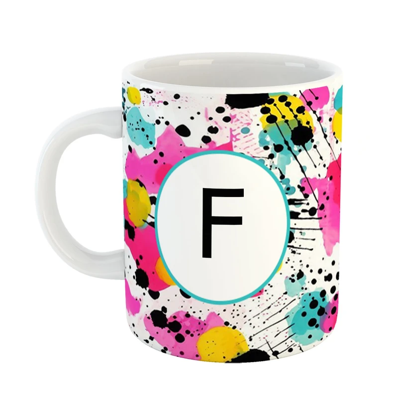 ماگ پادآفرین مدل فانتزی طرح حرف F کد 21