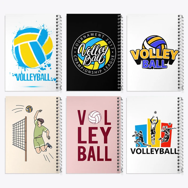 دفتر مشق 50 برگ خندالو طرح والیبال (Volleyball) کد 385 مجموعه 6 عددی