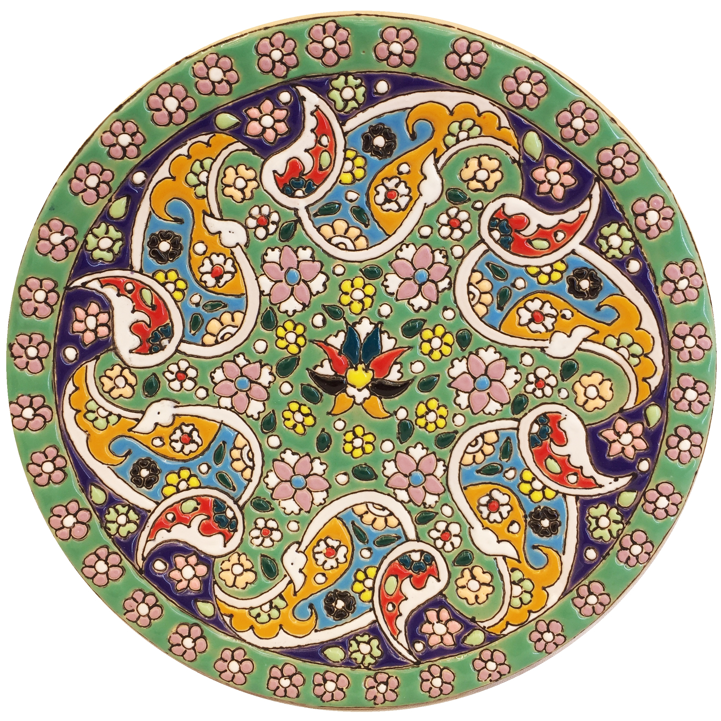 بشقاب میناکاری سفالی زمانیان کد ZMN15030