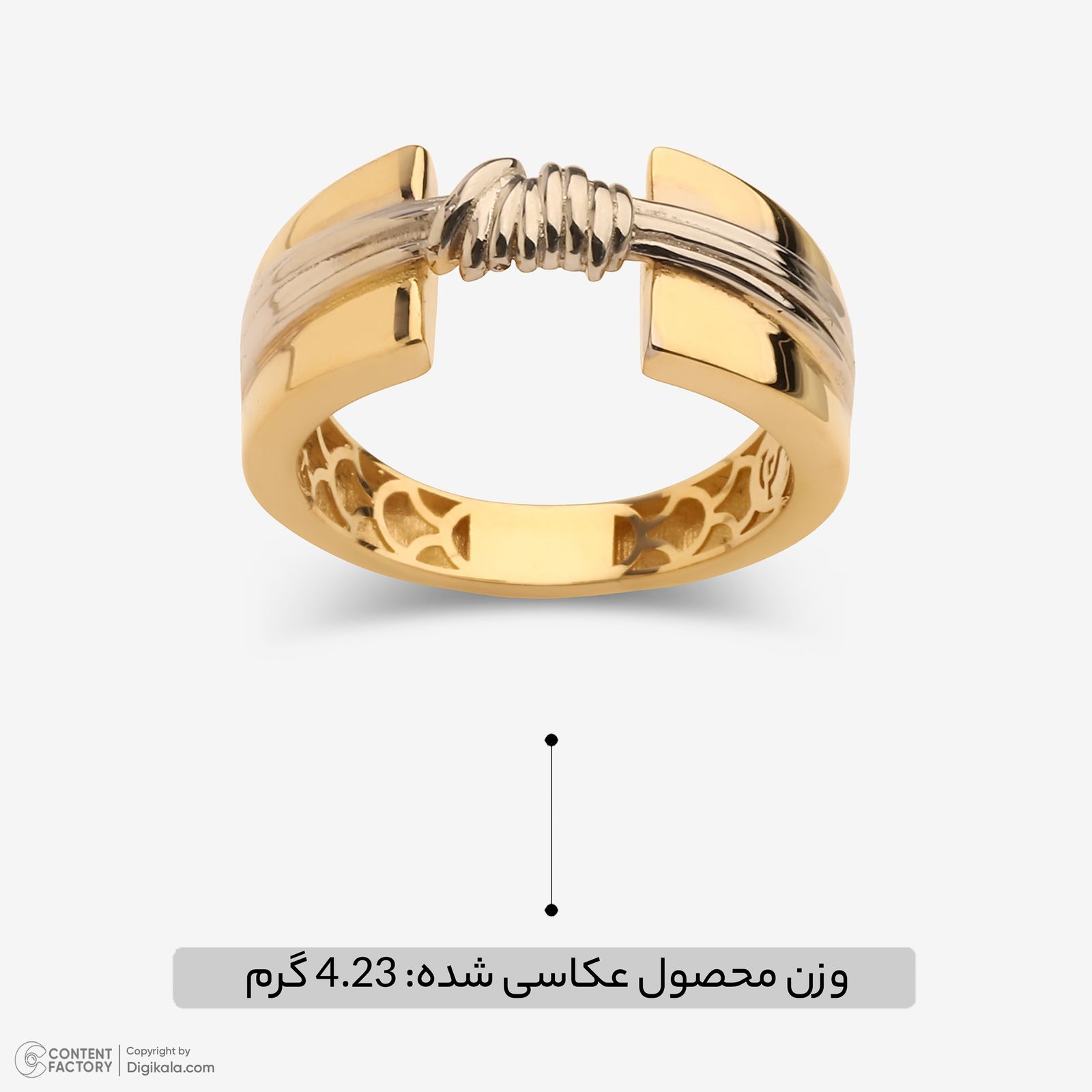 انگشتر طلا 18 عیار زنانه گلدم مدل R347011 سایز 56 -  - 5