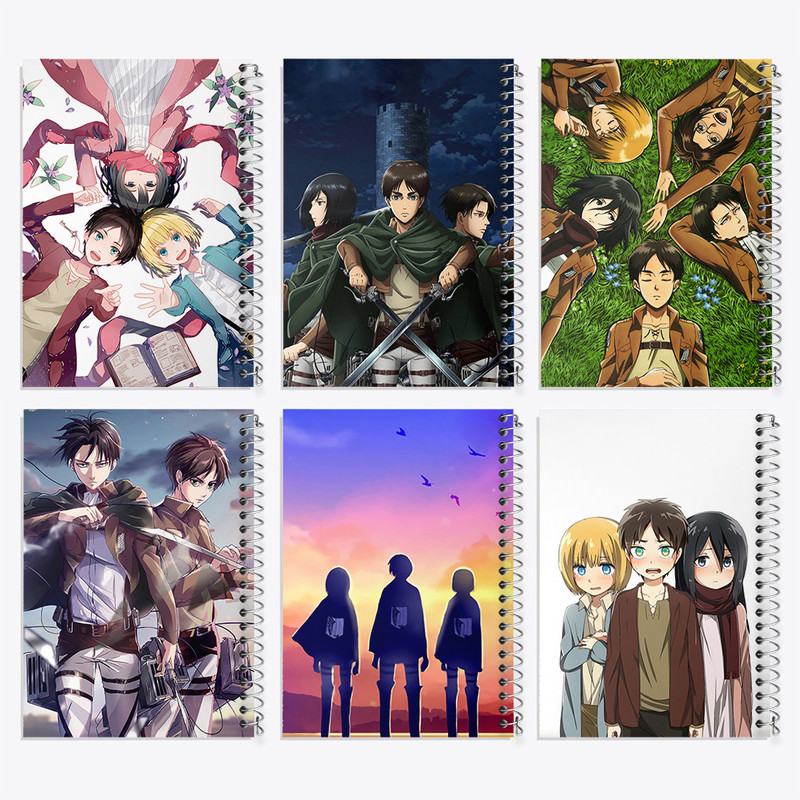 دفتر مشق 50 برگ خندالو طرح انیمه اتک آن تایتان کد 625 مجموعه 6 عددی