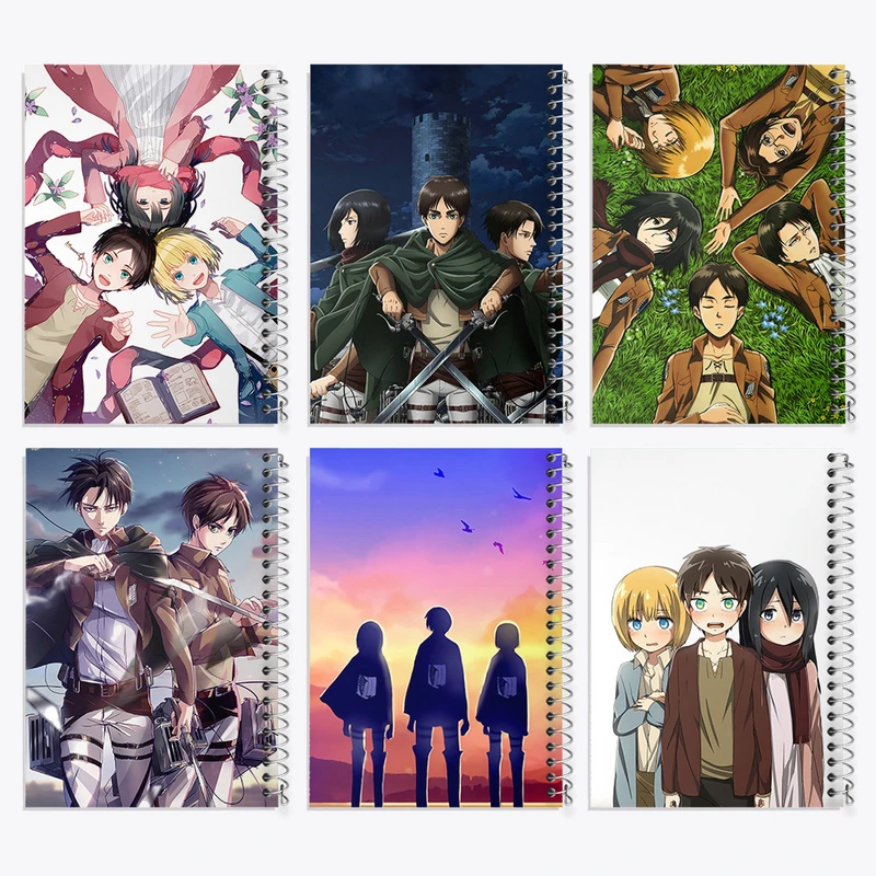 دفتر مشق 100 برگ خندالو طرح انیمه اتک آن تایتان کد 625 مجموعه 6 عددی