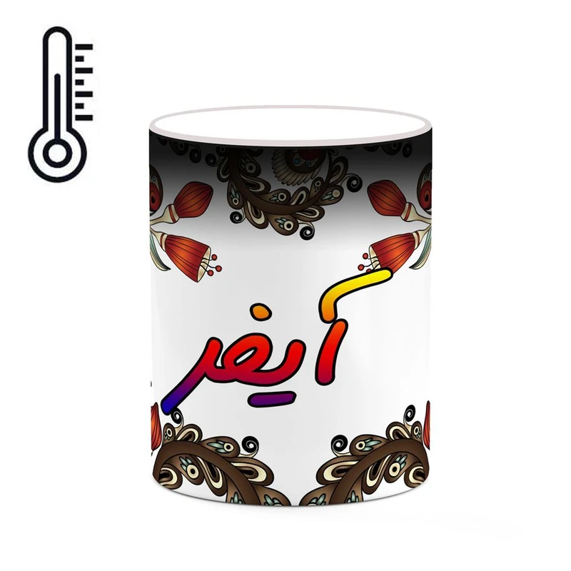 ماگ حرارتی کاکتی مدل اسم آیفر طرح سنتی گل و بته کد mgh44036