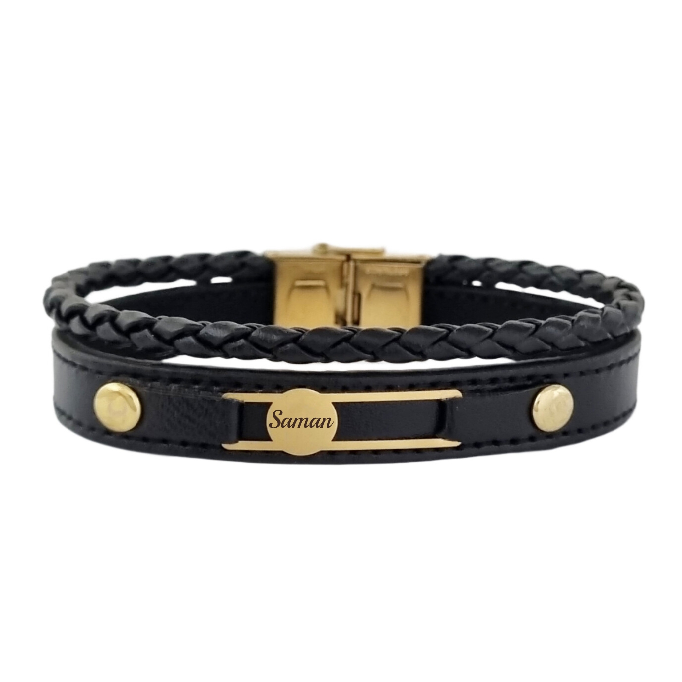 دستبند طلا 18 عیار مردانه لیردا مدل اسم سامان 828