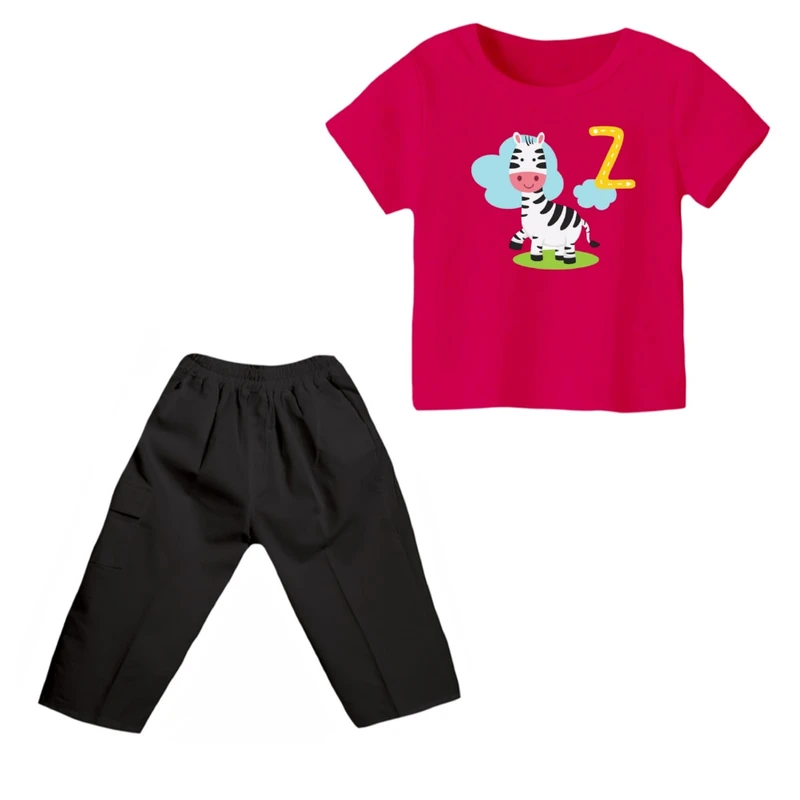 ست تی شرت و شلوارک پسرانه مدل گورخر کد 5