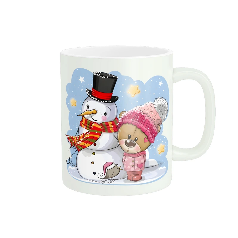 ماگ مدل نقاشی ادم برفی و بچه خرس کد 1456