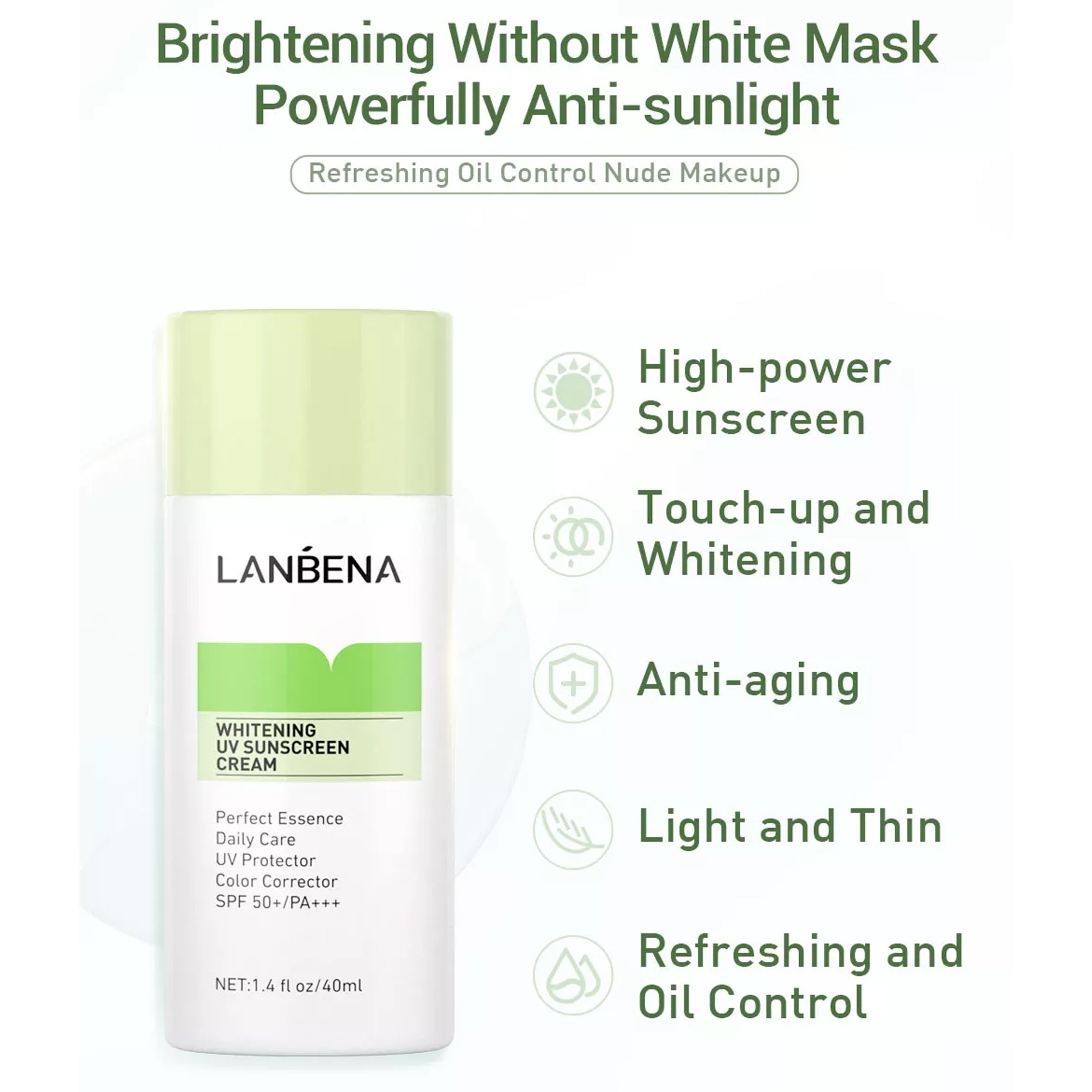 کرم ضد آفتاب لنبنا مدل WHITENING UV SUNSCREEN حجم 40 میلی لیتر