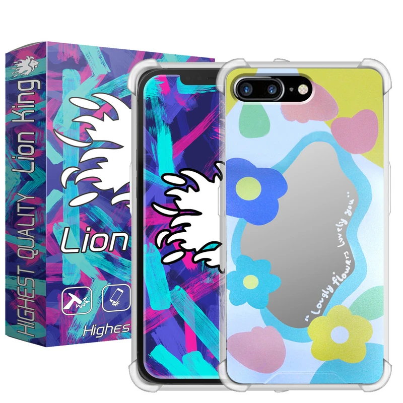   کاور لاین کینگ مدل آینه ایی نشکن طرح گل مناسب برای گوشی موبایل اپل iPhone 7/8 Plus