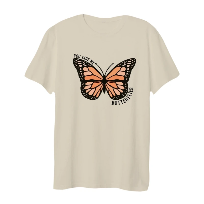 تی شرت لانگ آستین کوتاه زنانه مدل پروانه کد 01