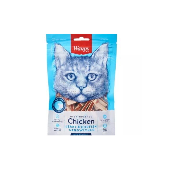 تشویقی گربه ونپی مدل ساندویچ مرغ و ماهی کاد وزن 80 گرم