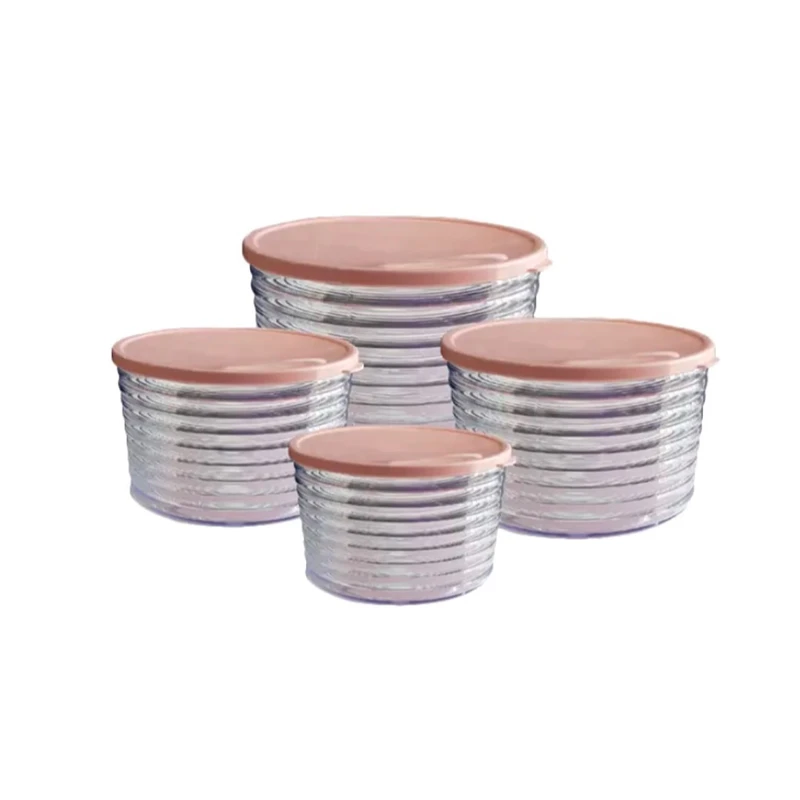 ظرف نگهدارنده با بدنه پلاستیک مدل M2026 مناسب برای قرار دادن در یخچال و‌کابینت و ماکروویو بسته ۴ عددی 