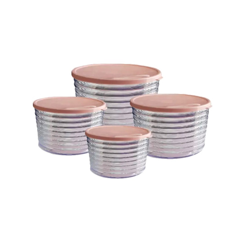 ظرف نگهدارنده با بدنه پلاستیک مدل M2026 مناسب برای قرار دادن در یخچال و‌کابینت و ماکروویو بسته ۴ عددی 