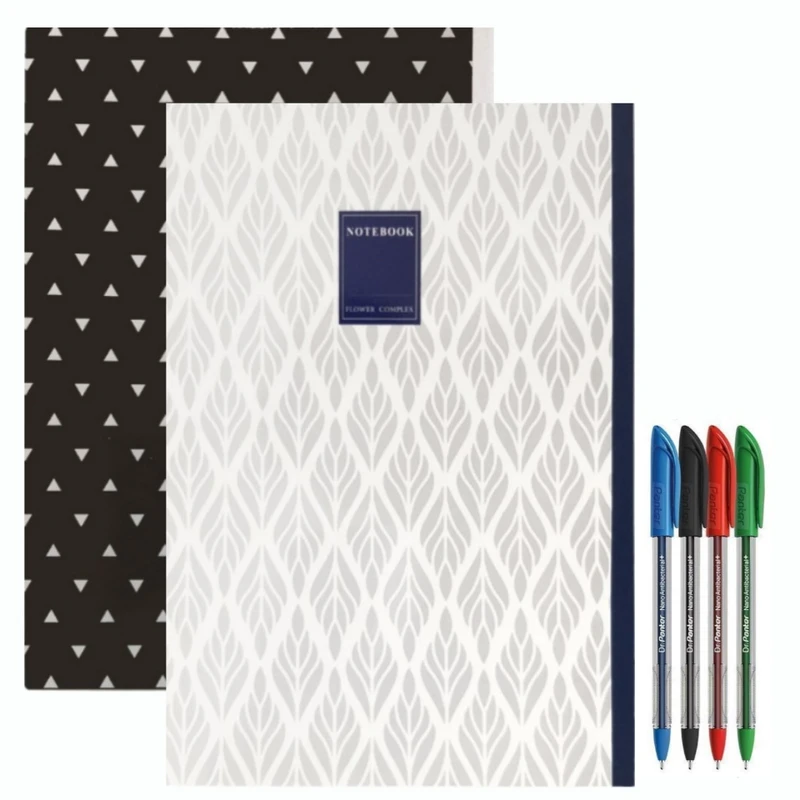 دفتر مشق پرونت ۶۰ برگ پاپکو مدل ۹۱۴۶ به همراه خودکار بسته ۶ عددی