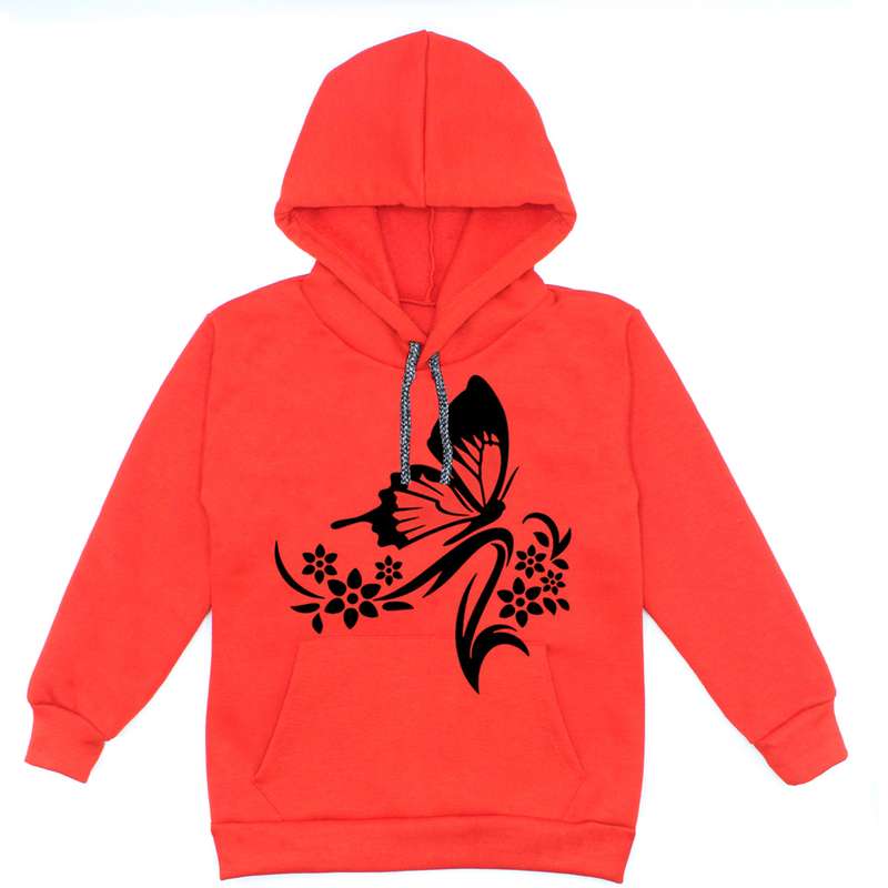 هودی دخترانه مدل پروانه A72 رنگ قرمز