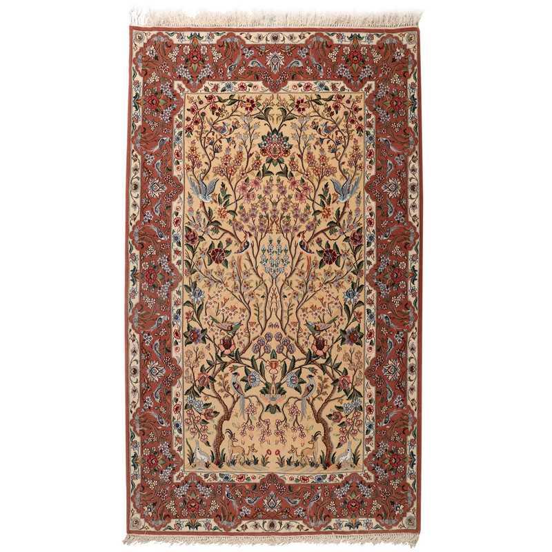 فرش دستبافت دو و نیم متری طرح شکاری درختی کد m991040