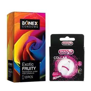 کاندوم بونکس مدل Exotic Fruity بسته 12 عددی به همراه کاندوم شادو مدل Collar