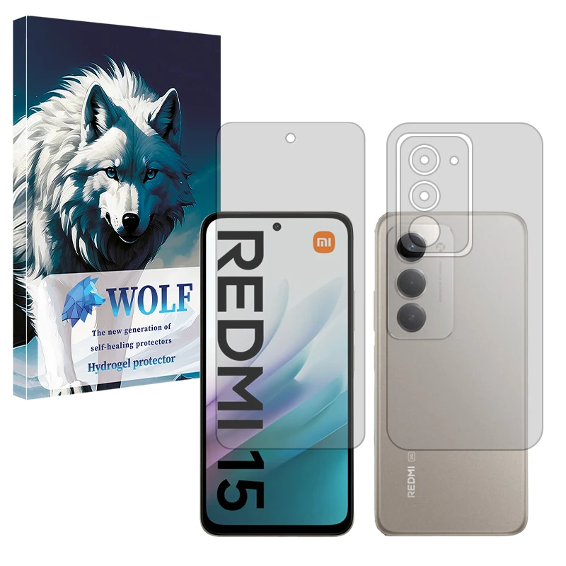 محافظ صفحه نمایش مات ولف مدل Tough مناسب برای گوشی موبایل شیائومی Redmi 15 4G به همراه محافظ پشت گوشی