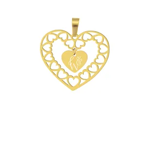 آویز گردنبند هایکا طرح قلب و حرف لاتین W مدل ha202