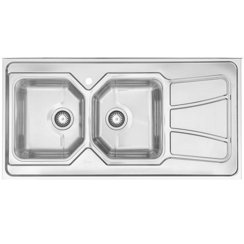 سینک ظرفشویی استیل روکار دو لگنه درسا مدل DS 3211-120 سینک ظرفشویی استیل روکار دو لگنه درسا مدل DS 3211-120