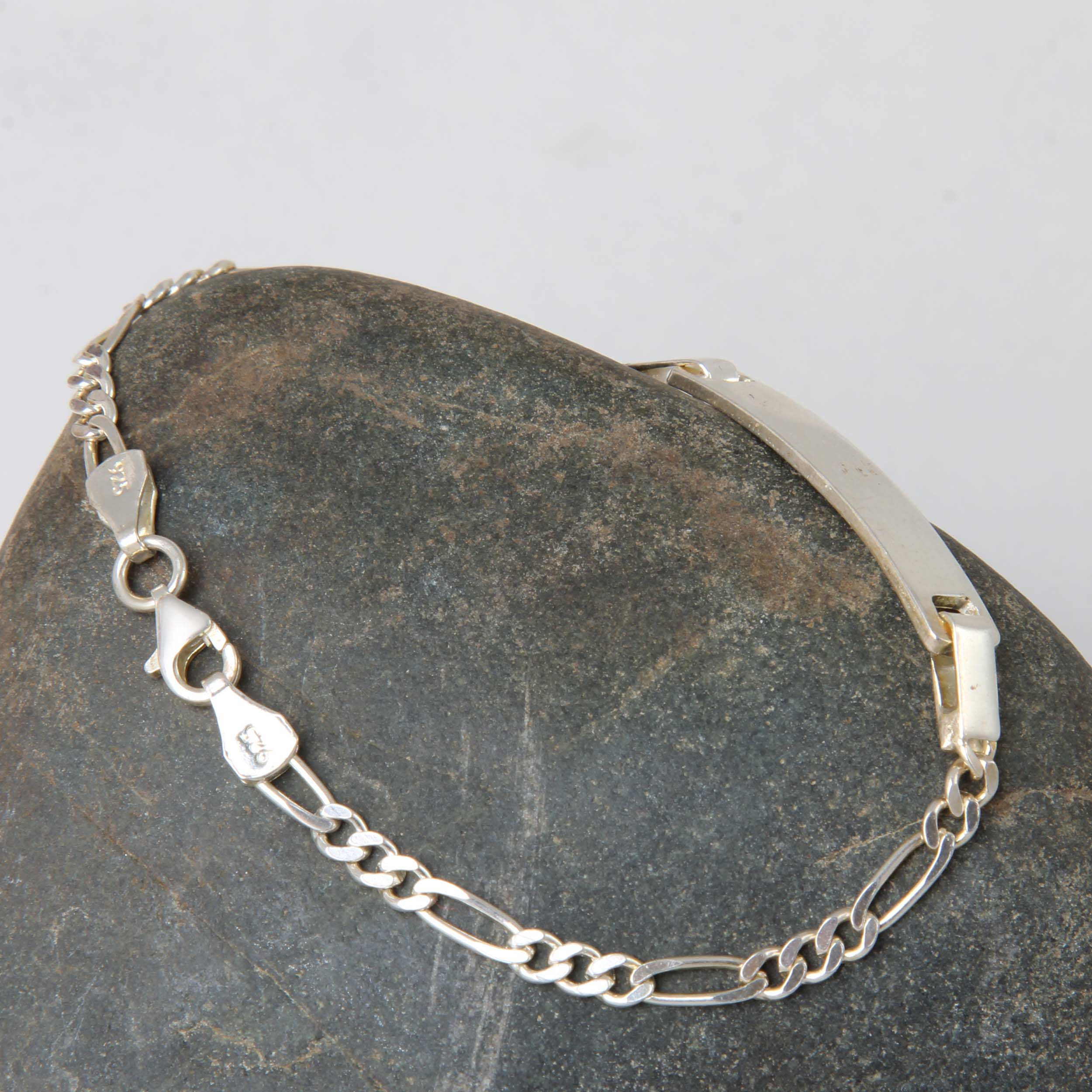 دستبند نقره مدل پلاک دار کد DP_541