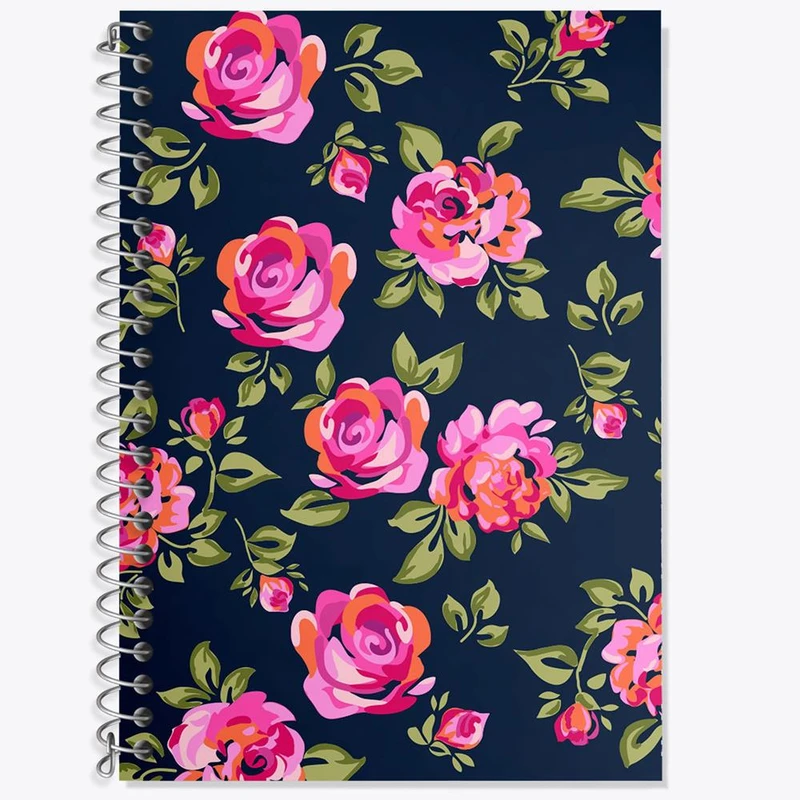 دفتر زبان 50 برگ خندالو مدل سه خط طرح گل گلی کد 2213