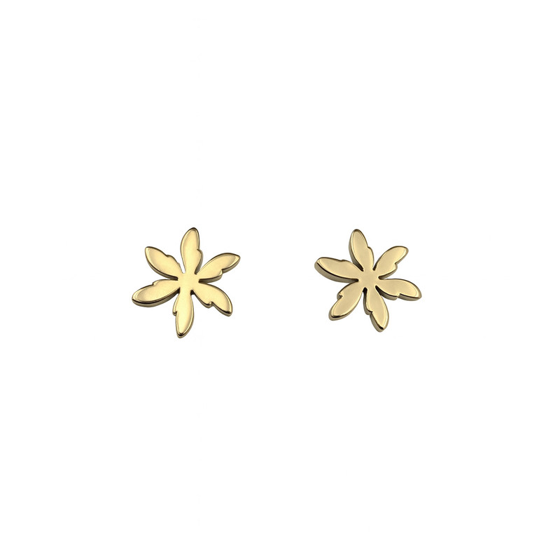 گوشواره میخی طلا کم اجرت 18 عیار زنانه مان گالری مدل برگ انجیر کد E-500014