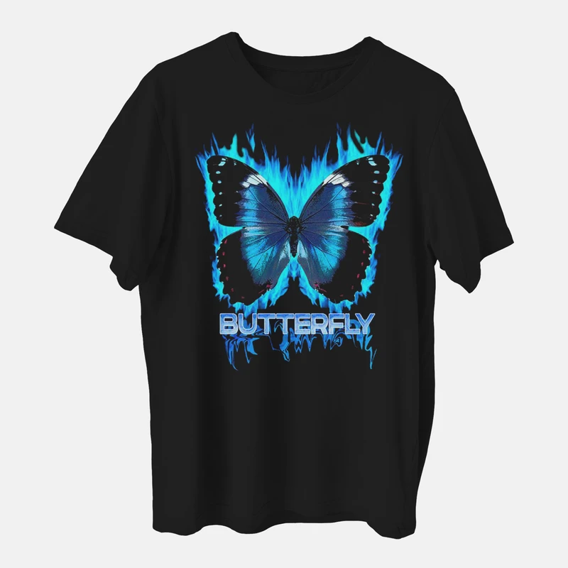 تی شرت آستین کوتاه زنانه مدل پروانه اتش کد z365