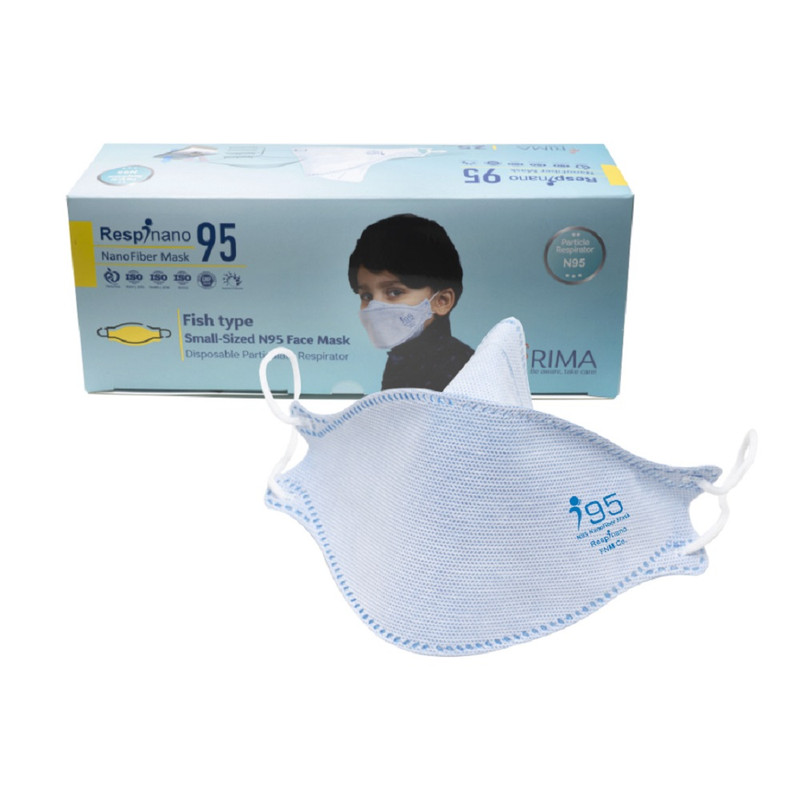 ماسک تنفسی ریما مدل سه بعدی نوجوان N95 نانو کد BlueLite_MF95 بسته 25 عددی