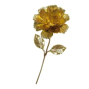 دکوری برنجی مدل رز تایلندی تک شاخه بسته 9 عددی