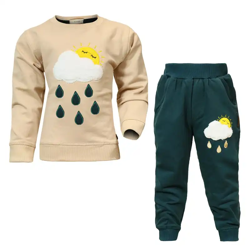 ست سویشرت و شلوار بچگانه مدل ابر رنگ سبز