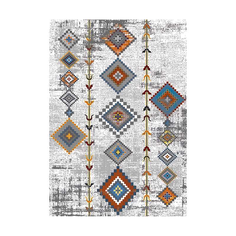 فرش ماشینی زانیس مدل مدرن طرح بختیاری زمینه کرم