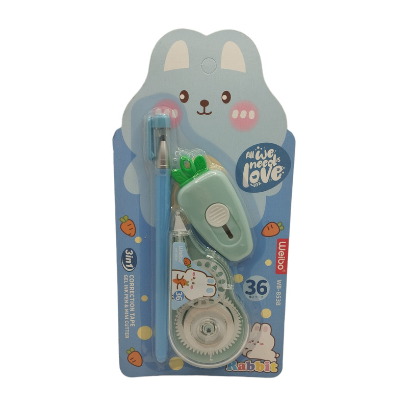 ست لوازم التحریر مدل هویج و خرگوش کد 02 مجموعه 3 عددی