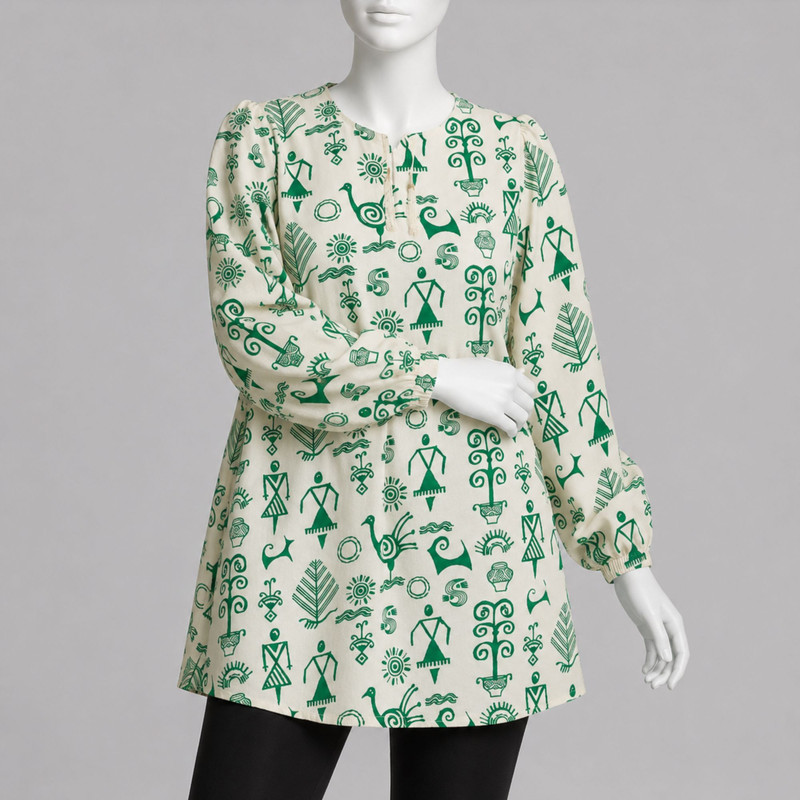 تونیک زنانه نخی طرح هندسی مدل amour boutique