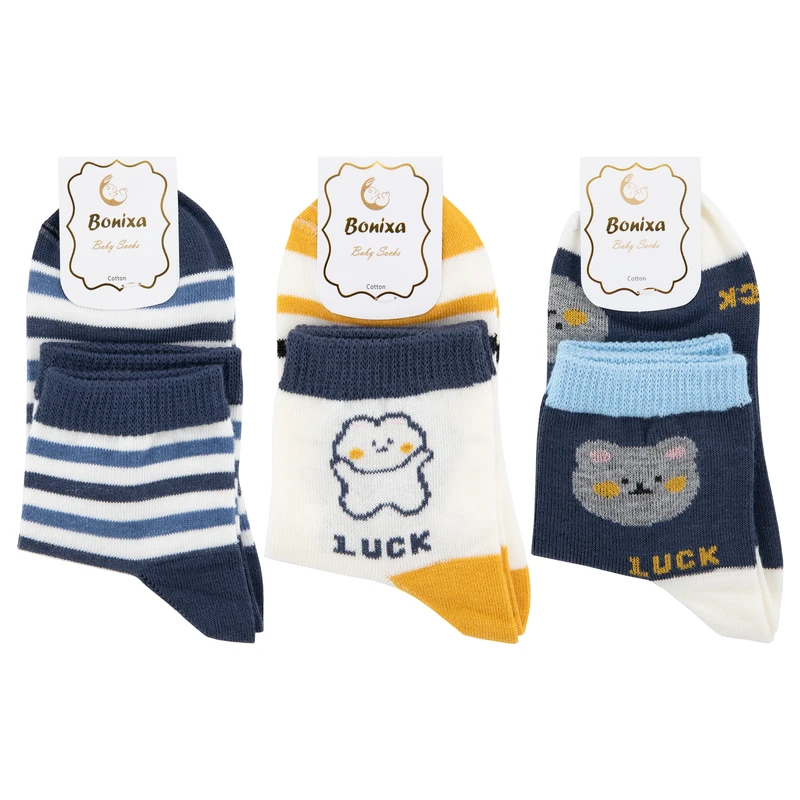 جوراب ساق کوتاه بچگانه بونیکسا مدل BX44-2 مجموعه 3 عددی