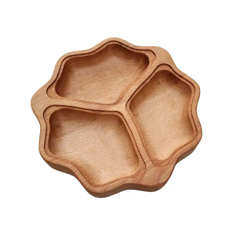 ظرف پذیرایی چوبی گردوچ مدل شبدر کد LT - 5505