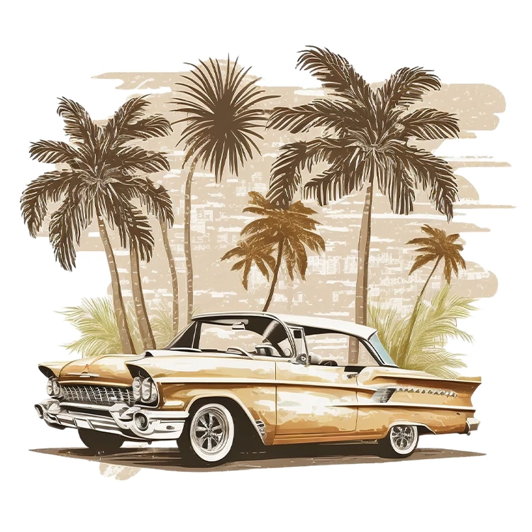 استیکر پارچه و لباس پاد آفرین مدل ماشین کلاسیک کد S5535