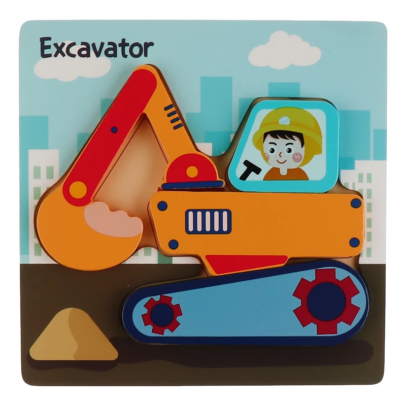 پازل آموزشی مدل وسایل نقلیه طرح بیل مکانیکی