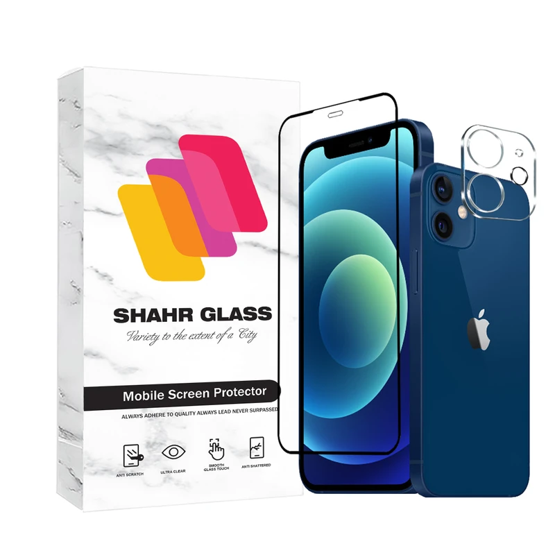  محافظ صفحه نمایش شهر گلس مدل MFUL3DSH مناسب برای گوشی موبایل اپل iPhone 12 mini به همراه محافظ لنز دوربین