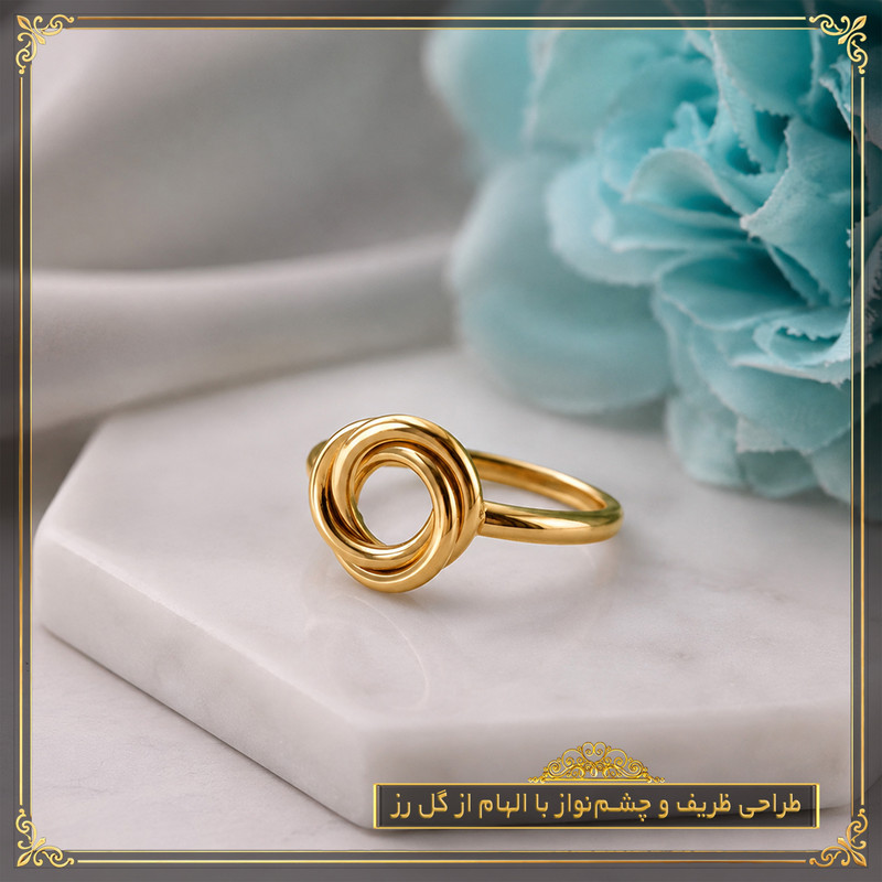 انگشتر طلا 18 عیار زنانه طلای معتمدی مدل گل رز - 7