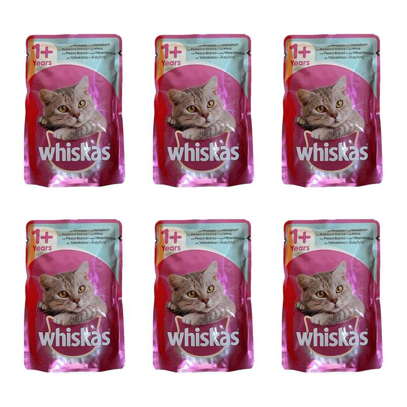 پوچ گربه ویسکاس مدل White Fish وزن 100 گرم بسته 6 عددی