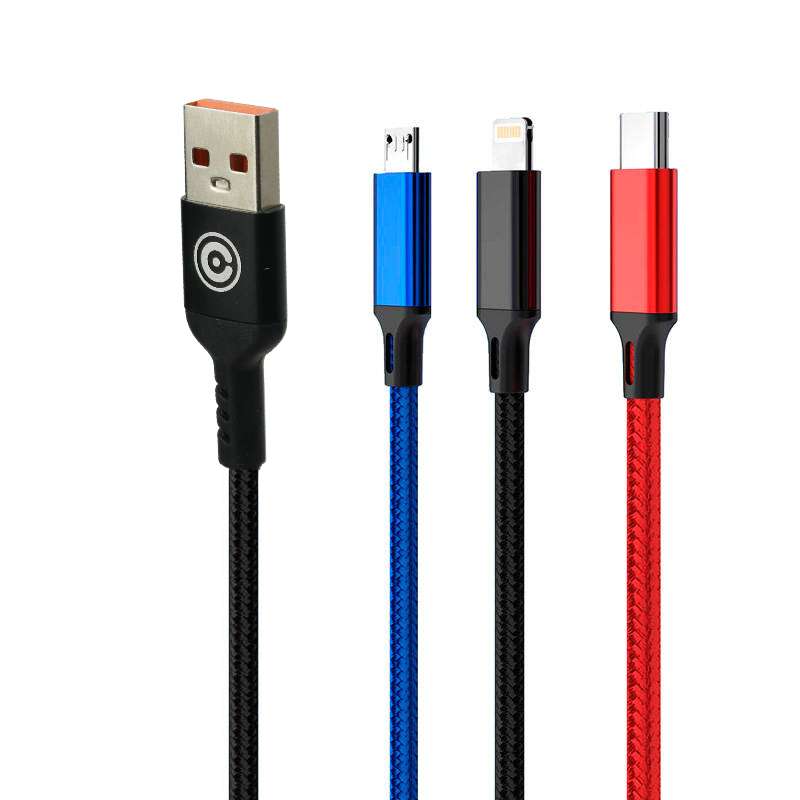 کابل تبدیل USB به لایتنینگ/USB-C/microUSB کی زا مدل X10 Pro طول 1.2 متر