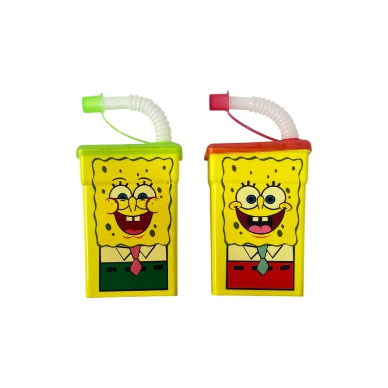 لیوان کودک مدل نی دار طرح باب اسفنجی بسته دو عددی