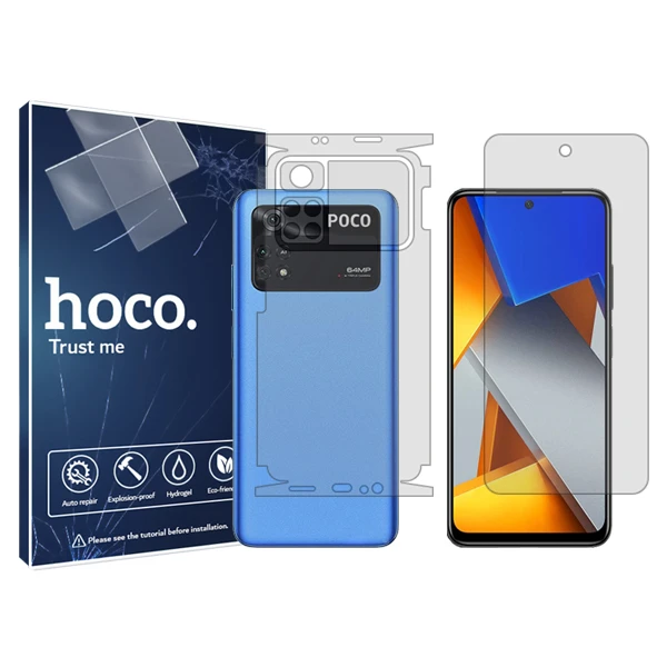 محافظ صفحه نمایش شفاف هوکو مدل HyGEL مناسب برای گوشی موبایل شیائومی Poco M4 Pro 5G به همراه محافظ پشت گوشی