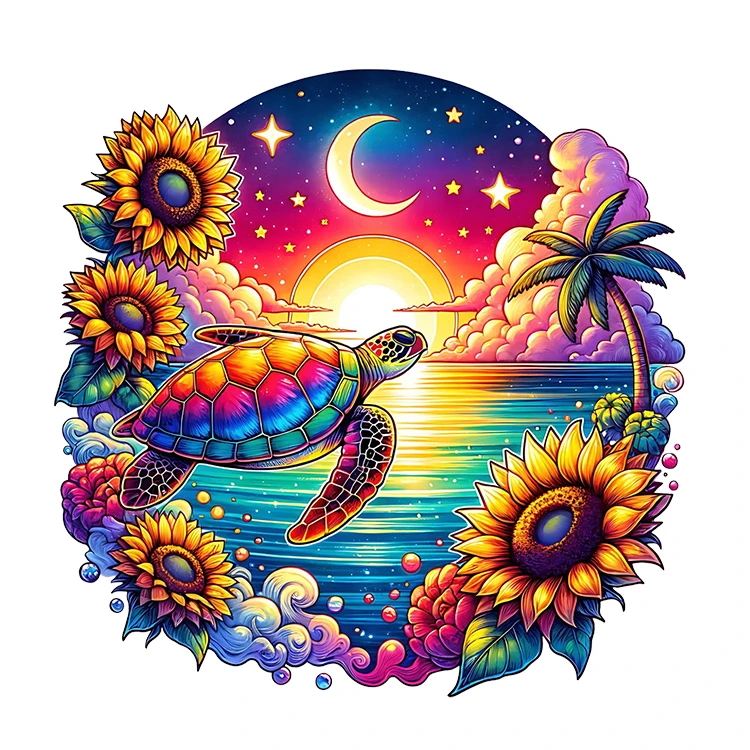 استیکر پارچه و لباس پاد آفرین مدل کیوت فانتزی طرح لاک پشت کد S2716