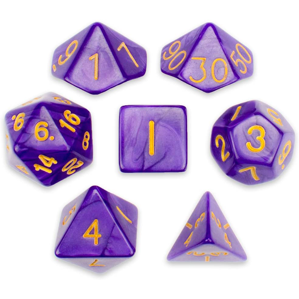 تاس بازی ویز دایس مدل Purple Pearl پک 7 عددی